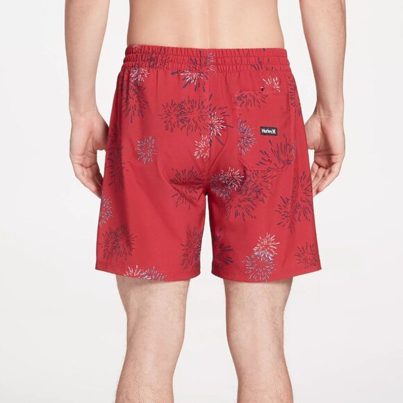 Hurley Men's Fireworks Volley 17" Swim Trunks MBS0011380-H687 Red Size S Small - Picture 3 of 3